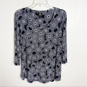 JM Collection Black & White Plus Size 1X Blouse Top